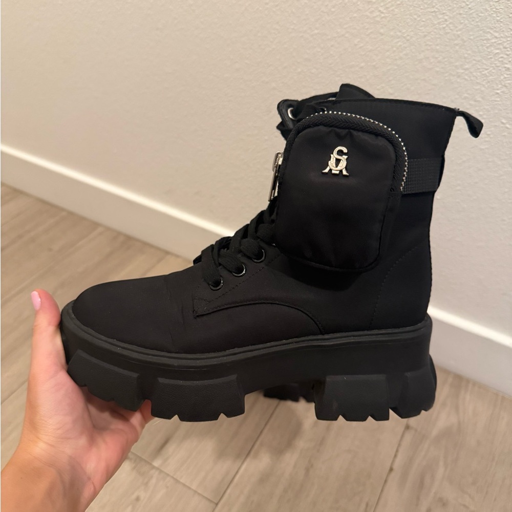 Steve Madden Black Combat Boots with Pocket Detail